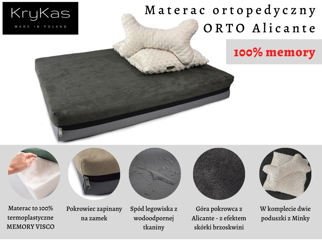 KryKas - legowisko ortopedyczne z 100% Memory Visco - materac Orto-Alicante