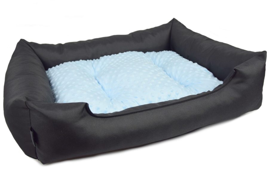 KryKas- antyalergiczna kanapa Silver Line z poduszką z Minky - czarny i niebieski