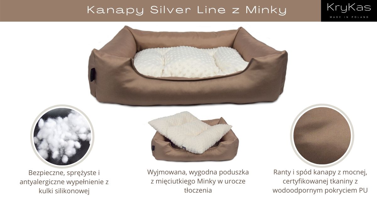 KryKas - antyalergiczne kanapy Silver Line z poduszką z Minky