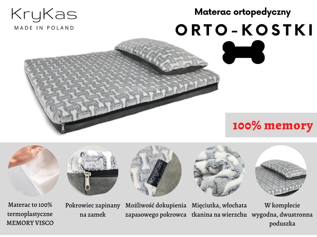 KryKas - legowisko ortopedyczne ORTO-KOSTKI - materac dla psa
