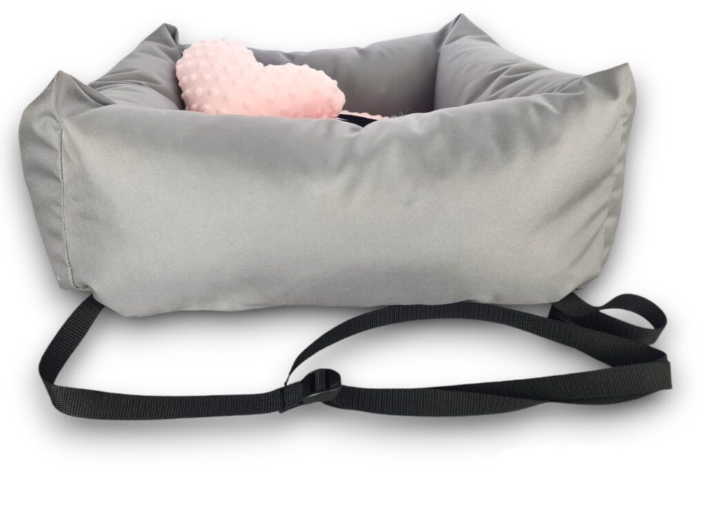 KryKas - fotelik samochodowy dla psa Silver Line Plus Minky- pas do montażu