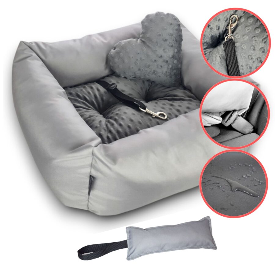 Fotelik samochodowy dla psa z minky - Silver Line Plus