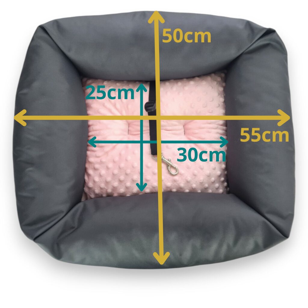 KryKas - fotelik samochodowy dla psa Silver Line Plus Minky- wymiary