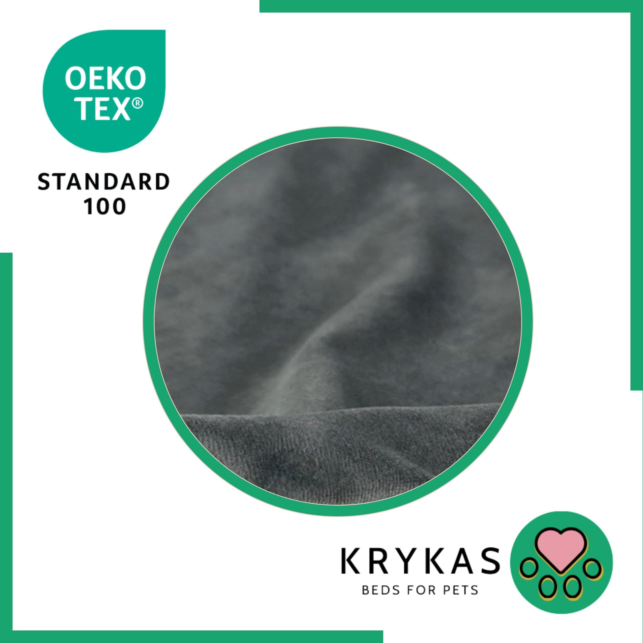KryKas - legowisko ortopedyczne dla psa - ORTO-ROYAL-z memory visco 100% Memory Foam - z tkaniny z certyfikatem Oeko Tex Standard 100